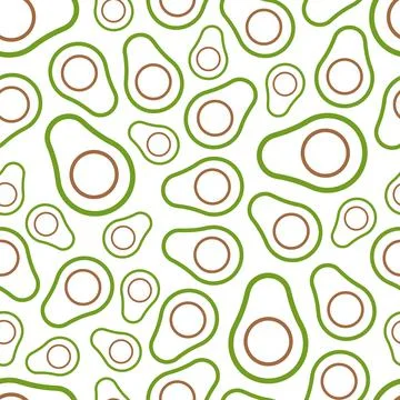 Vector Line Seamless of Avocado, Pattern for Print. Background Stock Illustration