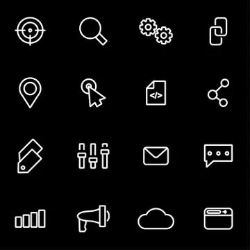 Vector line seo icon set Stock Illustration