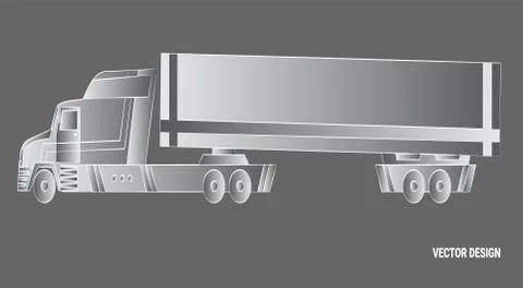 Vector line sketch. Trailer. Delivery and shipping cargo truks Stock Illustration