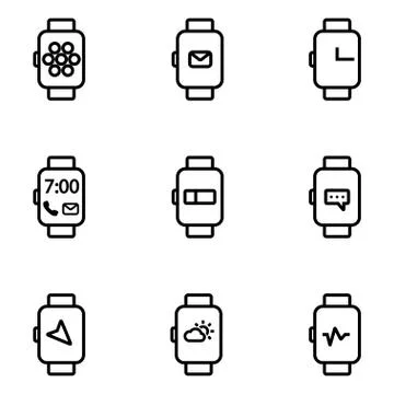 Vector line smart watch icon Stock Illustration
