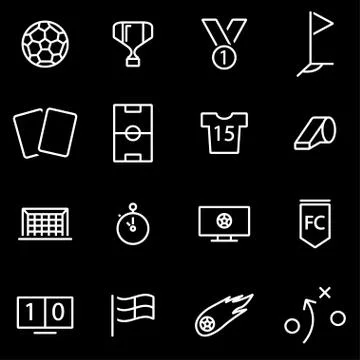 Vector line soccer icon set Stock Illustration