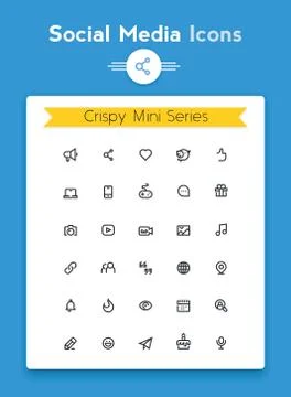 Vector line social media tiny icon set Stock Illustration
