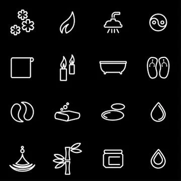 Vector line spa icon set Stock Illustration