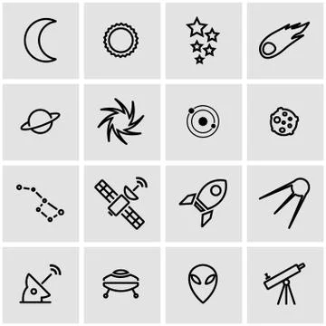 Vector line space icon set Stock Illustration