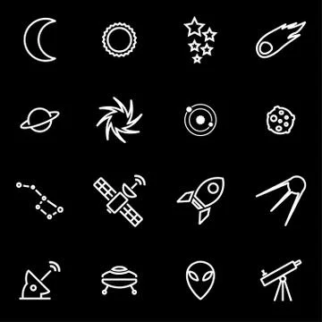 Vector line space icon set Stock Illustration