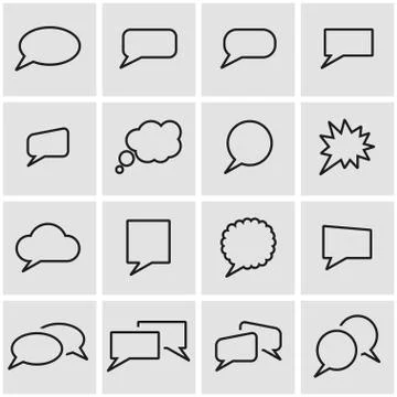 Vector line speach bubbles icon set 스톡 일러스트