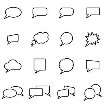 Vector line speach bubbles icon set 스톡 일러스트