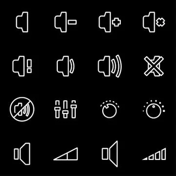 Vector line speaker icon set Stock Illustration