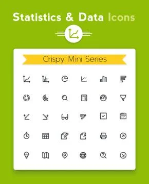 Vector line statistics data analysis and representation tiny icon set Stock Illustration