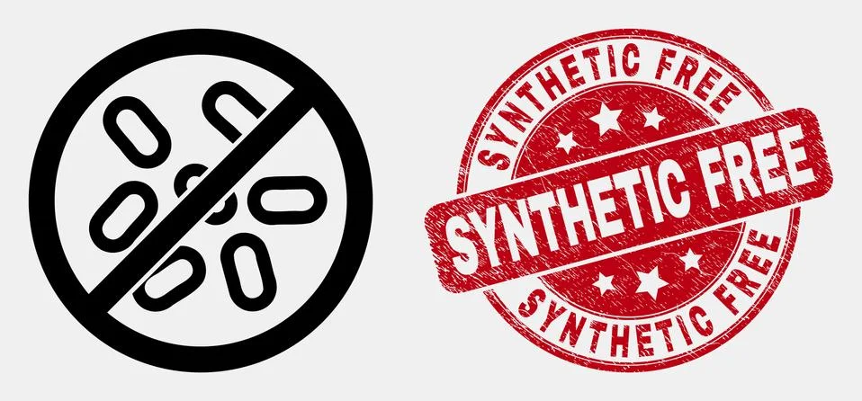 Vector Line Stop Microbes Icon and Distress Synthetic Free Watermark Stock Illustration
