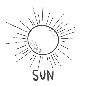 Vector line Sun Icon Brightness, Intensity Setting. hand drawing Stock Illustration