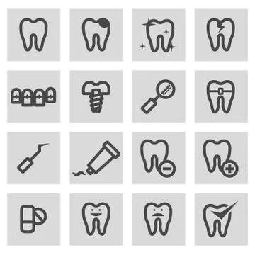 Vector line teeth icons set Illustrazione stock