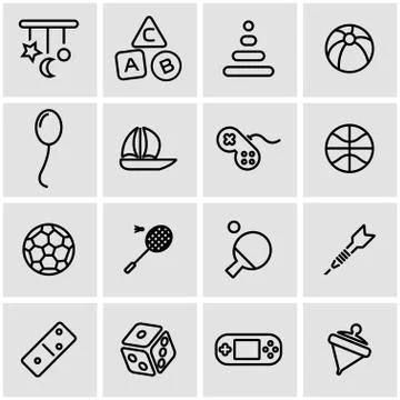 Vector line toys icon set Stock Illustration