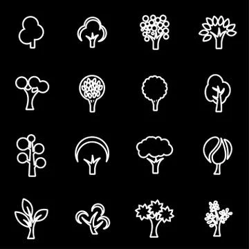 Vector line trees icon set Illustrazione stock