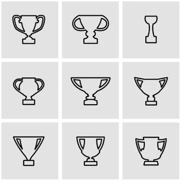 Vector line trophy icon set Stock Illustration