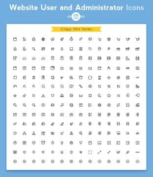 Vector line universal webpage tiny icon set Stock Illustration