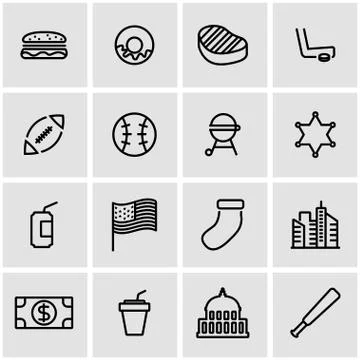 Vector line usa icon set イラスト素材