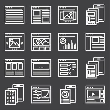 Vector line User Interface Icons Illustrazione stock