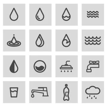 Vector line water icons set Stock Illustration