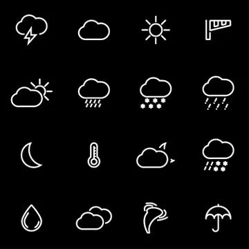 Vector line weather icon set Stock Illustration