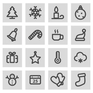 Vector line winter icons set Stock-Illustration