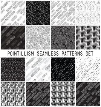 Vector lineal geometric seamless patterns set 스톡 일러스트
