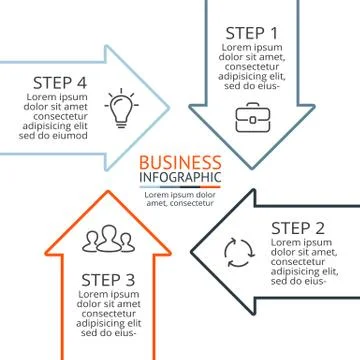 Vector linear arrows infographic, diagram chart, graph presentation. Business Stock Illustration