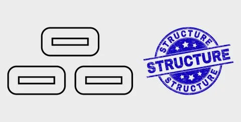 Vector Linear Bricks Icon and Scratched Structure Stamp Stock Illustration