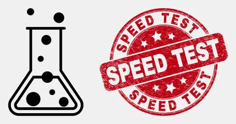 Vector Linear Chemical Retort Icon and Grunge Speed Test Stamp Seal Stock Illustration