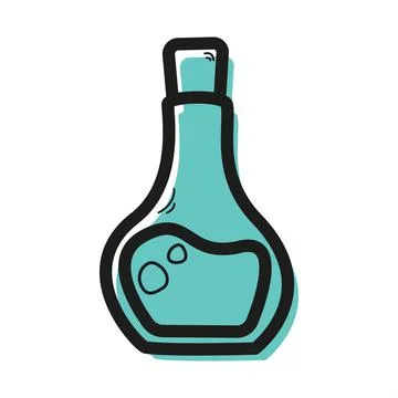 Vector linear color icon in the form of flask with lid and liquid Stock Illustration