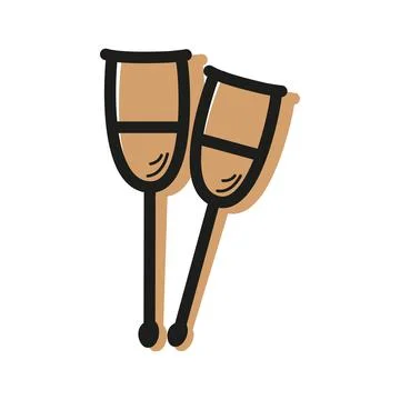 Vector linear color icon in the form of medical crutches Stock Illustration