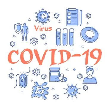Vector linear concept of coronavirus pandemic - COVID-19 Stock Illustration