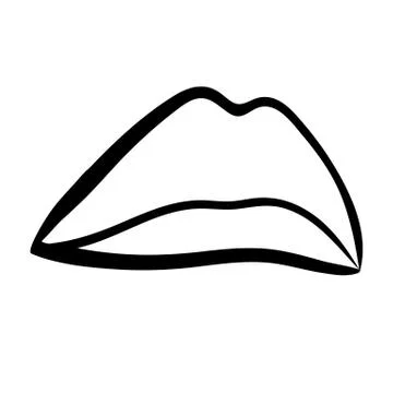 Vector linear drawing of the lip Stock Illustration