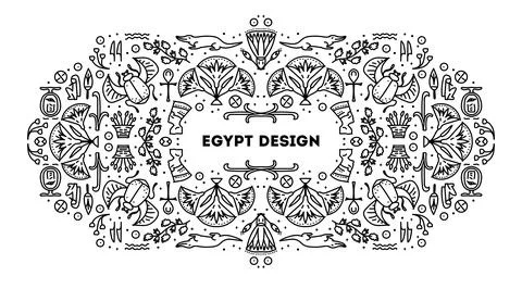 Vector linear Egypt frame, cover template, decorative geometric african border Stock Illustration
