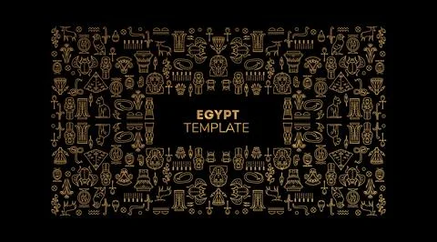 Vector linear Egypt frame, cover template with space for text Stock Illustration