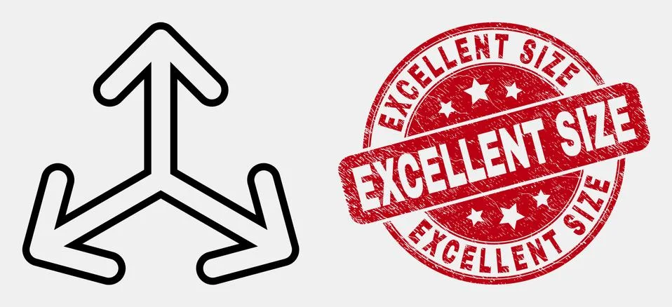 Vector Linear Expand Arrows Icon and Grunge Excellent Size Stamp Stock Illustration