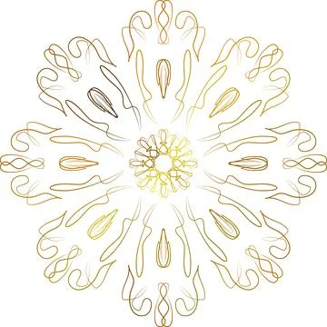 Vector linear floral ornament on white background Stock Illustration