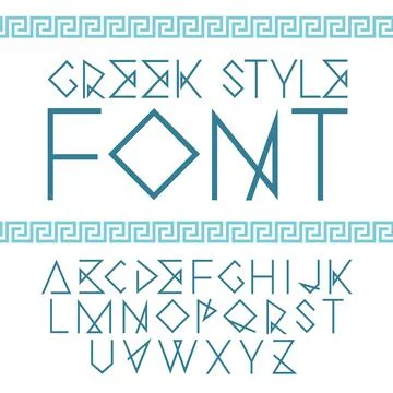 Vector linear font. Greek style with ornament Illustrazione stock