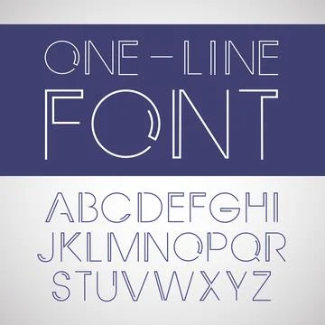 Vector linear font. One line style font Stock Illustration
