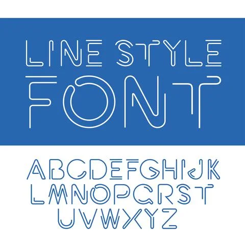 Vector linear font - simple and minimalistic alphabet in line style Illustrazione stock