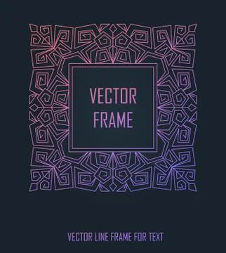 Vector linear frame with copy space for text. Monogram design element in golden Stock Illustration