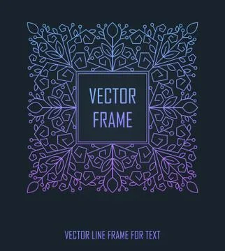 Vector linear frame with copy space for text. Monogram design element in golden Stock Illustration