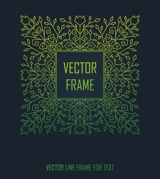 Vector linear frame with copy space for text. Monogram design element in golden Illustrazione stock