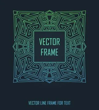 Vector linear frame with copy space for text. Monogram design element in golden Illustrazione stock