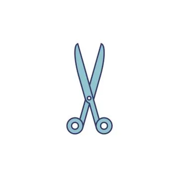 Vector linear icon of blue scissors. Stock Illustration