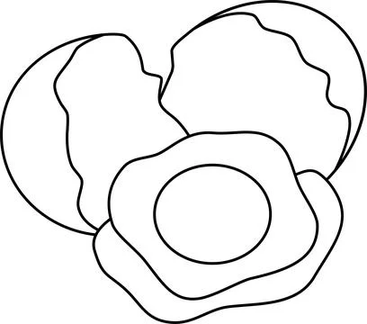 Vector linear icon broken egg, proper nutrition, fried eggs, chicken egg, e.. Stock Illustration