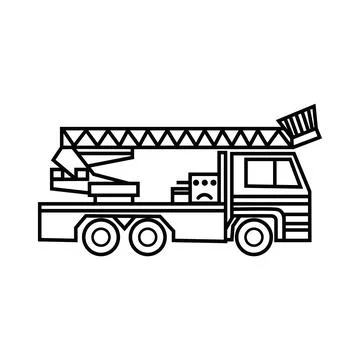Vector linear icon of a fire truck on a white background 스톡 일러스트