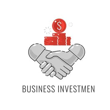 Vector linear icon, gray hands isolated on white background. Business investment Stock Illustration