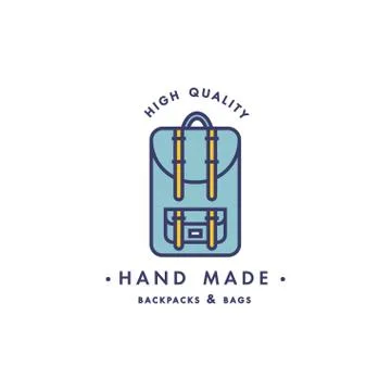 Vector linear icon handmade backpack or bag store. Vector isolated symbol Stock Illustration