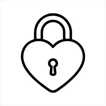 Vector linear icon of padlock in the form of heart. Valentine's Day. Love secret Stock Illustration